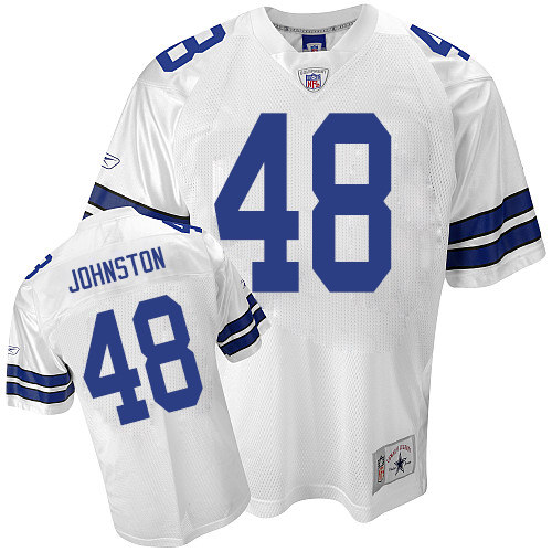 Men's Authentic Daryl Johnston Reebok Jersey White - #48 Legend Throwback NFL Dallas Cowboys